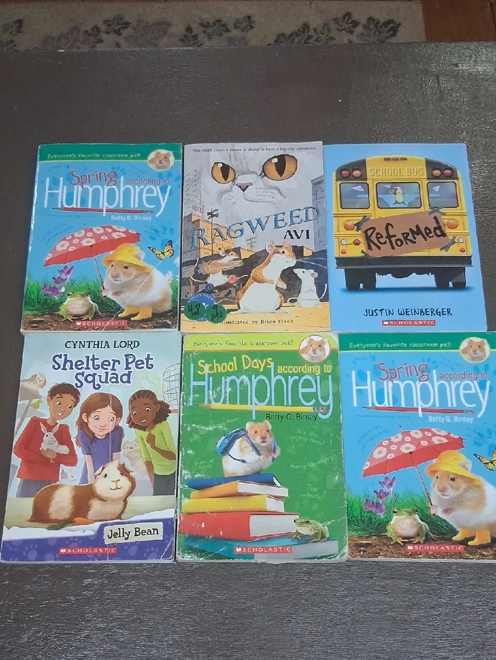 collection of paperback books from the According to Humphrey & Classroom Pets